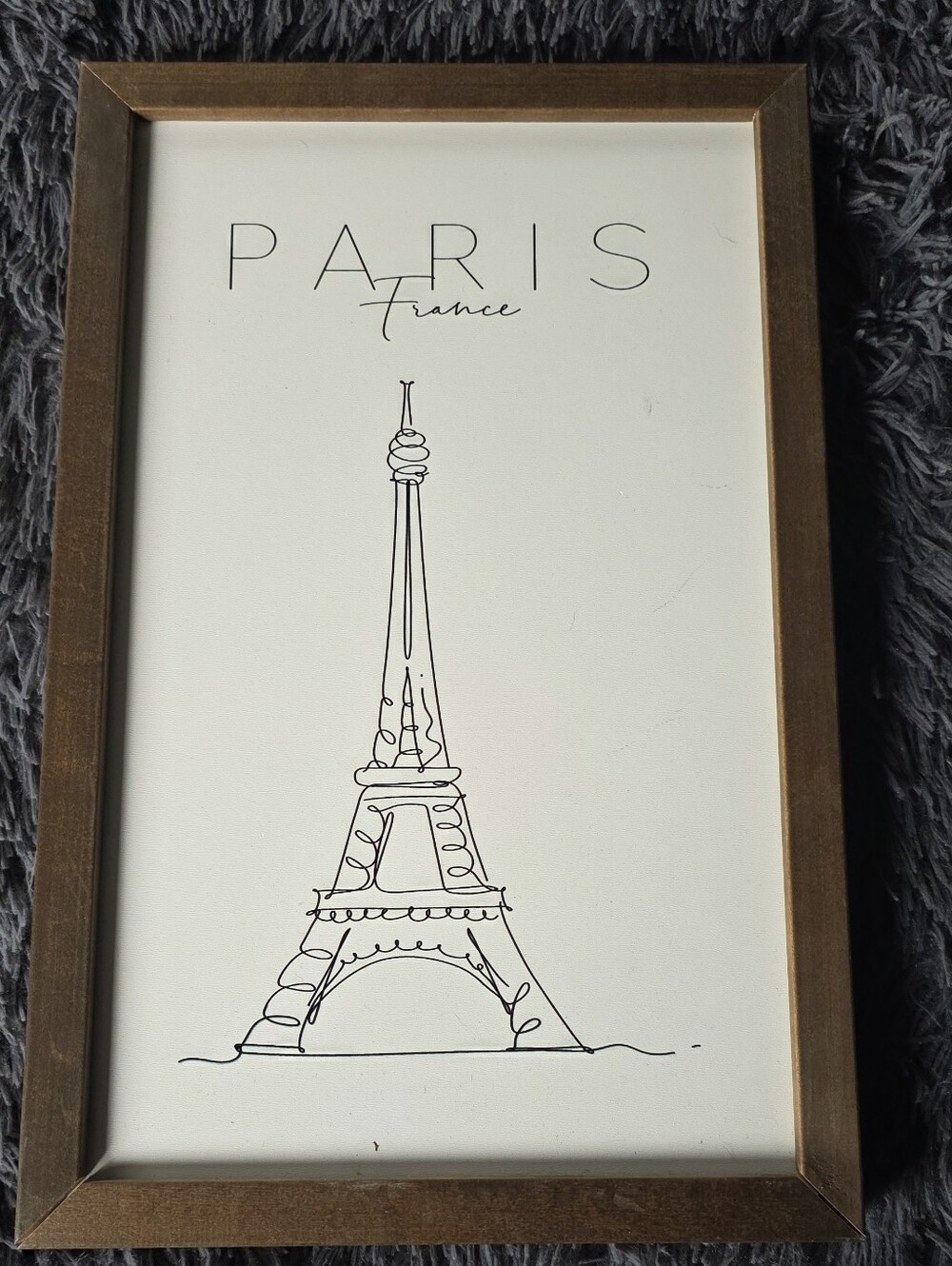 Paris Eiffel Tower Sketch Wall Art - Brown Frame